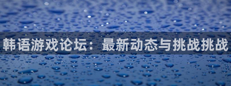 长征娱乐主管：韩语游戏论坛：最新动态与挑战挑战